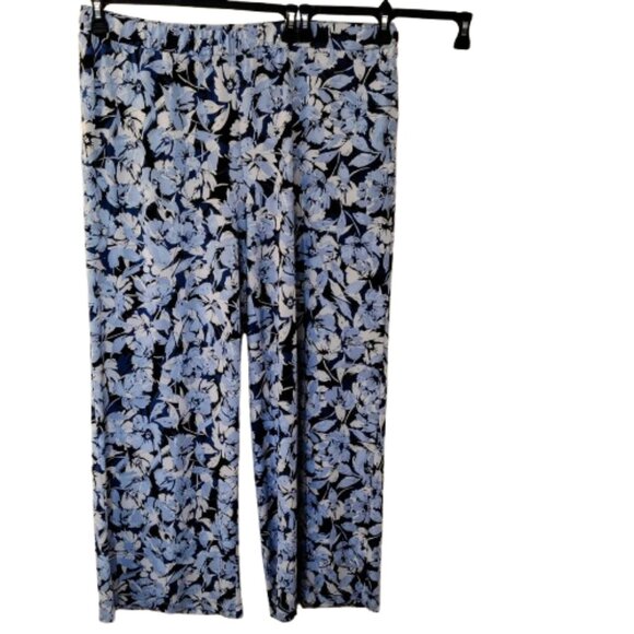New Directions Pull-On Wide-Leg Pants (Size XL) Blue Floral - Picture 2 of 6